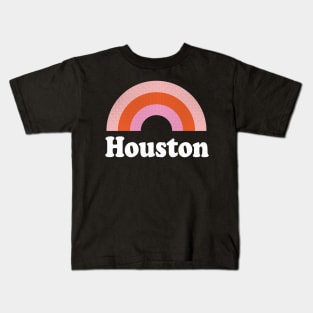 Houston, Texas - TX Retro Rainbow and Text Kids T-Shirt